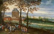 Jan Brueghel Schloss Mariemont mit Erzherzog Albrecht und Isabella oil on canvas